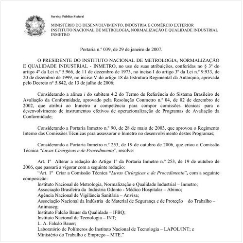 Portaria INMETRO/MDIC 39:2007 - Situação: Revogado