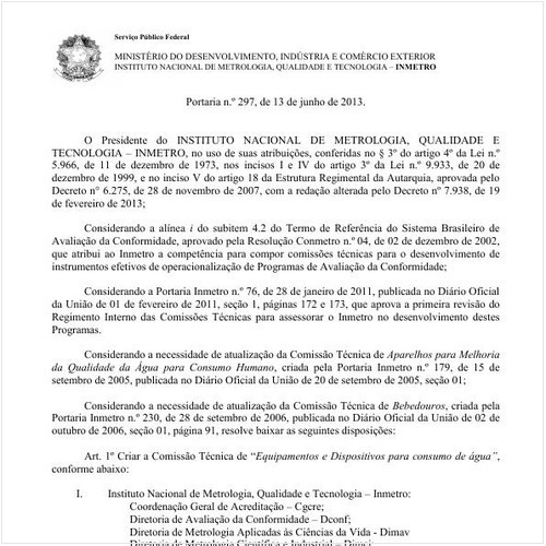 Portaria INMETRO/MDIC 297:2013 - Situação: Revogado