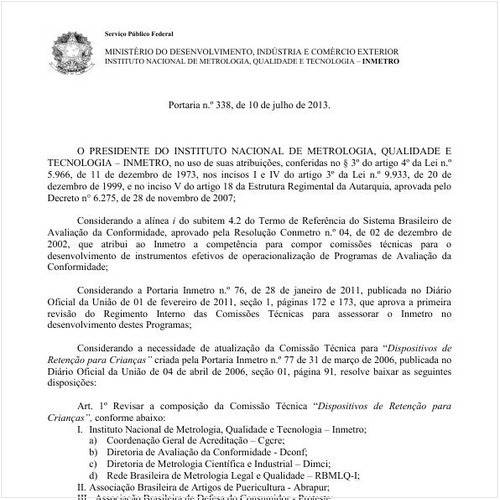 Portaria INMETRO/MDIC 338:2013 - Situação: Revogado