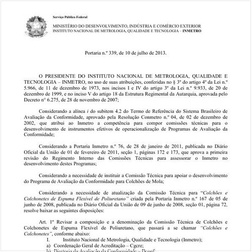 Portaria INMETRO/MDIC 339:2013 - Situação: Revogado