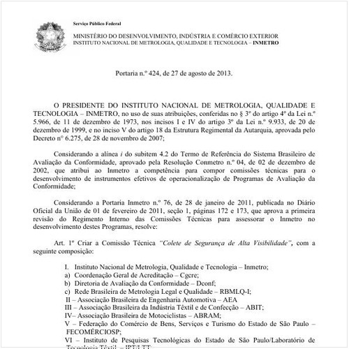 Portaria INMETRO/MDIC 424:2013 - Situação: Revogado