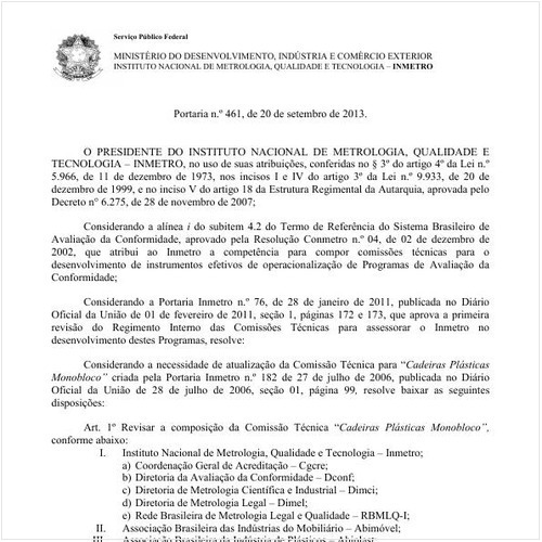 Portaria INMETRO/MDIC 461:2013 - Situação: Revogado