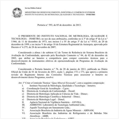 Portaria INMETRO/MDIC 593:2013 - Situação: Revogado