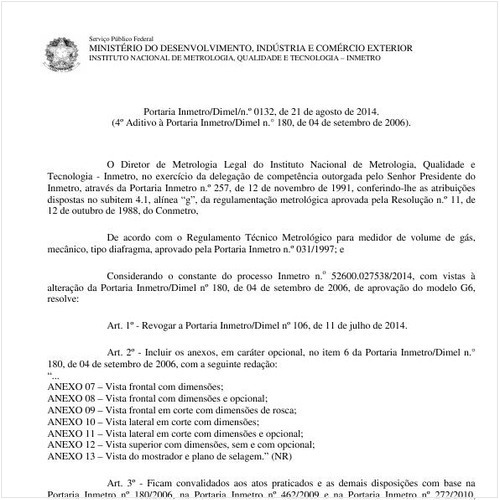 Portaria DIMEL/INMETRO 132:2014 - Situação: Em vigor