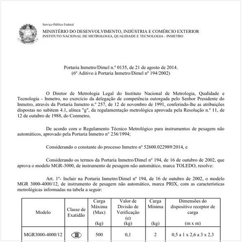 Portaria DIMEL/INMETRO 135:2014 - Situação: Revisto
