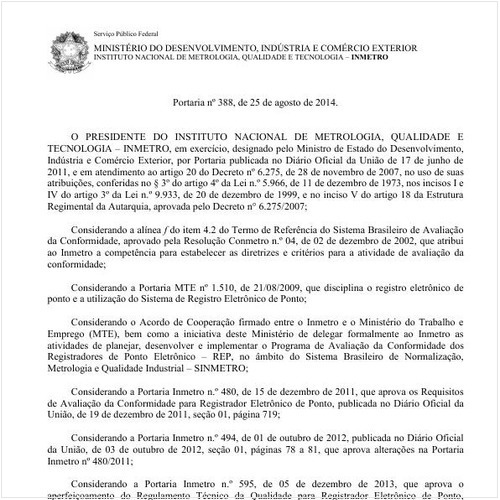 Portaria INMETRO/MDIC 388:2014 - Situação: Revogado