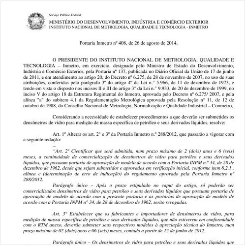 Portaria INMETRO/MDIC 408:2014 - Situação: Revogado