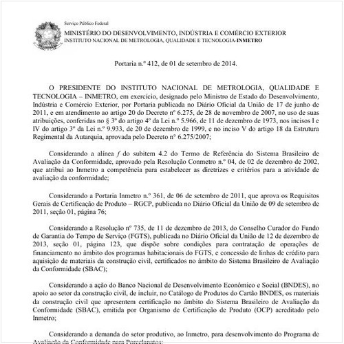 Portaria INMETRO/MDIC 412:2014 - Situação: Revisto