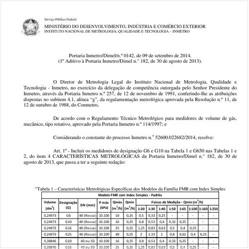 Portaria DIMEL/INMETRO 142:2014 - Situação: Revisto