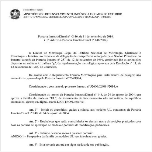 Portaria DIMEL/INMETRO 146:2014 - Situação: Revisto