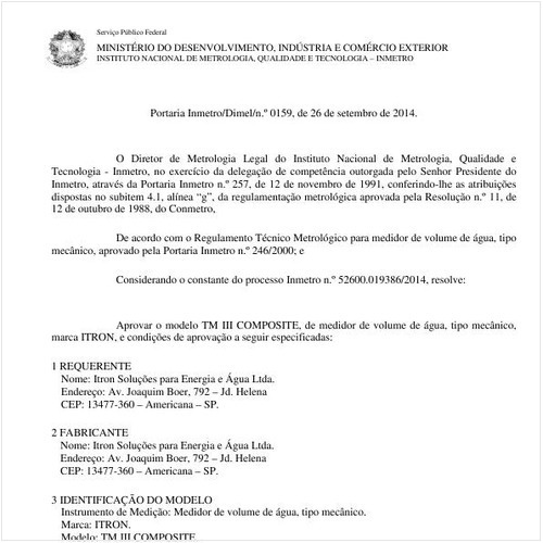 Portaria DIMEL/INMETRO 159:2014 - Situação: Revisto