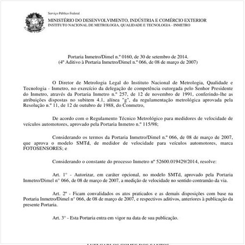 Portaria DIMEL/INMETRO 160:2014 - Situação: Em vigor