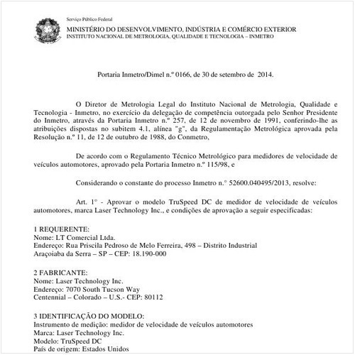 Portaria DIMEL/INMETRO 166:2014 - Situação: Em vigor