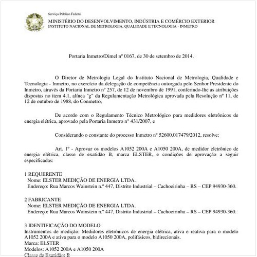 Portaria DIMEL/INMETRO 167:2014 - Situação: Revisto