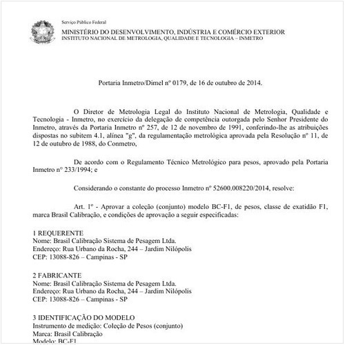 Portaria DIMEL/INMETRO 179:2014 - Situação: Em vigor