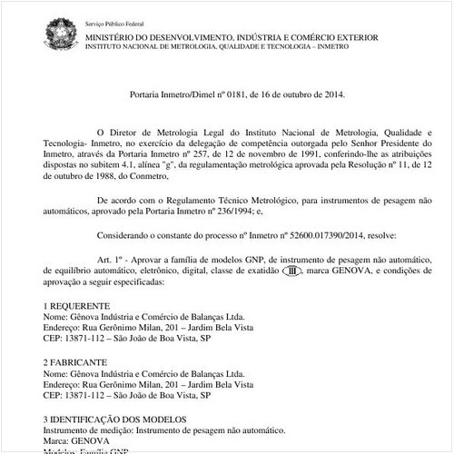 Portaria DIMEL/INMETRO 181:2014 - Situação: Em vigor