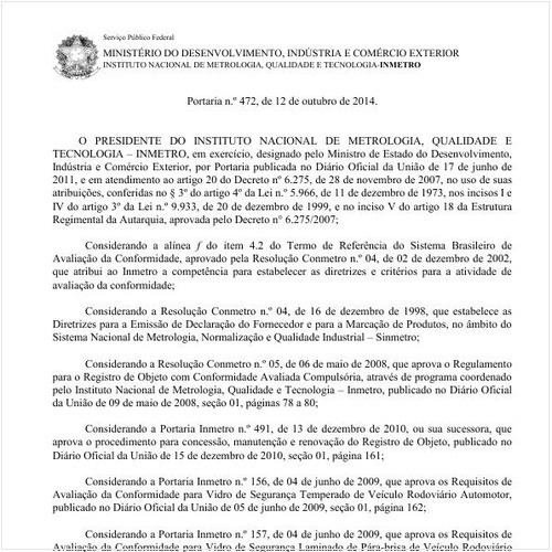 Portaria INMETRO/MDIC 472:2014 - Situação: Revogado