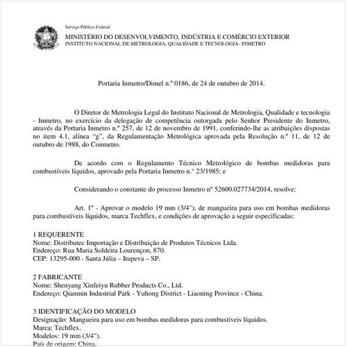 Portaria DIMEL/INMETRO 186:2014 - Situação: Em vigor