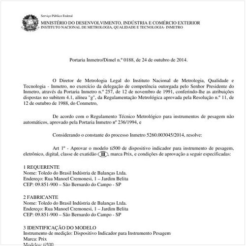 Portaria DIMEL/INMETRO 188:2014 - Situação: Revisto