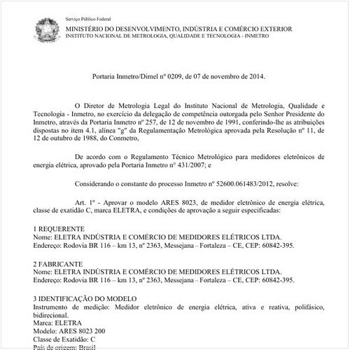 Portaria DIMEL/INMETRO 209:2014 - Situação: Revisto