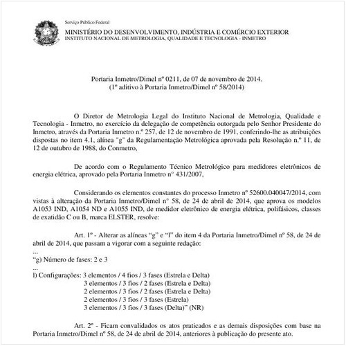 Portaria DIMEL/INMETRO 211:2014 - Situação: Em vigor