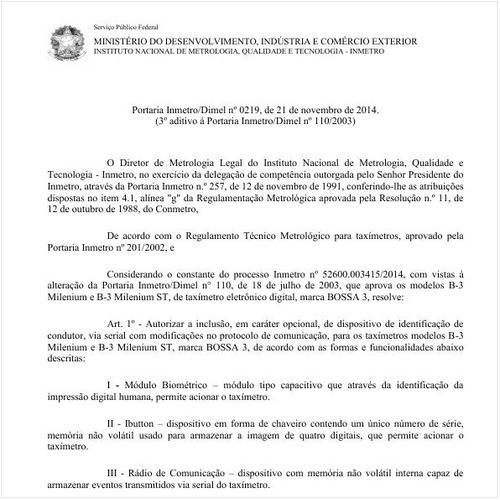Portaria DIMEL/INMETRO 219:2014 - Situação: Em vigor