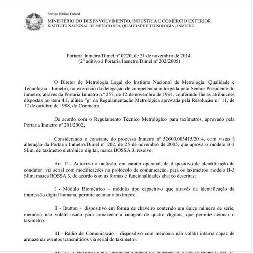 Portaria DIMEL/INMETRO 220:2014 - Situação: Em vigor