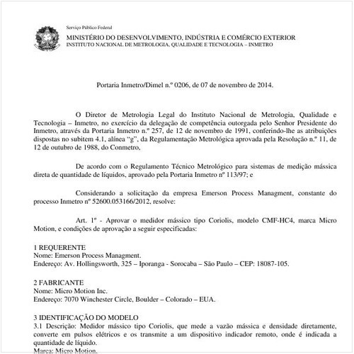 Portaria DIMEL/INMETRO 206:2014 - Situação: Em vigor