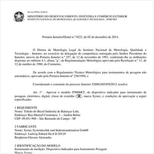 Portaria DIMEL/INMETRO 223:2014 - Situação: Em vigor
