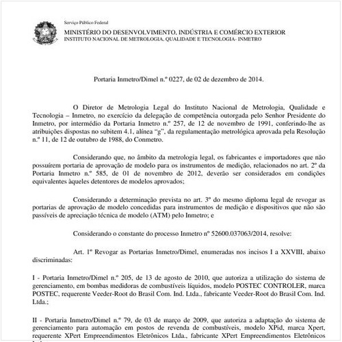 Portaria DIMEL/INMETRO 227:2014 - Situação: Em vigor