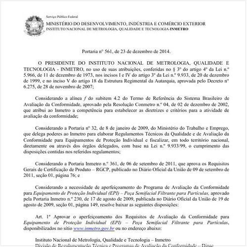 Portaria INMETRO/MDIC 561:2014 - Situação: Revogado