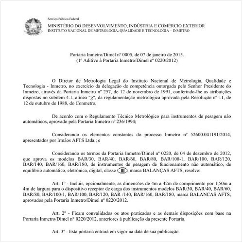 Portaria DIMEL/INMETRO 5:2015 - Situação: Revisto