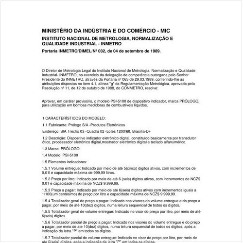 Portaria DIMEL/INMETRO 32:1989 - Situação: Em vigor