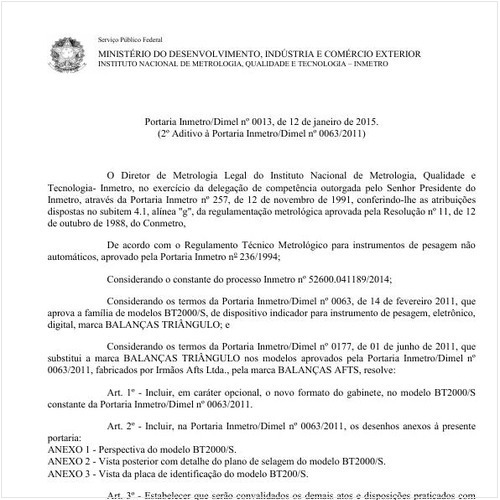 Portaria DIMEL/INMETRO 13:2015 - Situação: Em vigor