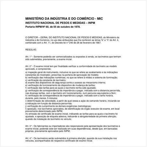 Portaria INPM/INPM 60:1978 - Situação: Revogado