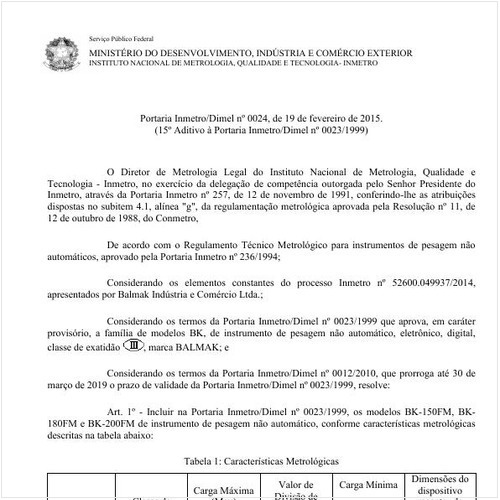 Portaria DIMEL/INMETRO 24:2015 - Situação: Em vigor
