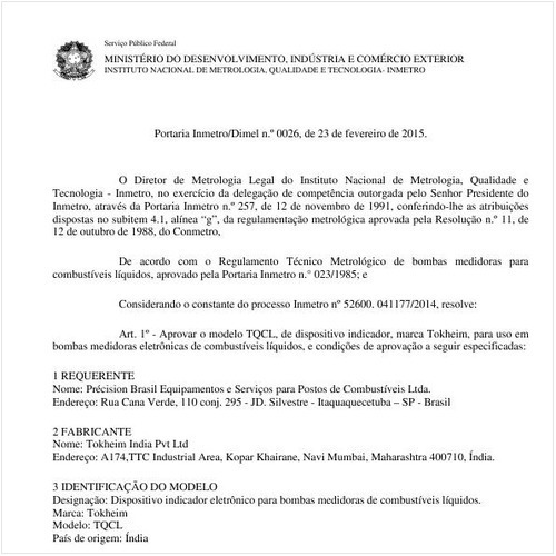 Portaria DIMEL/INMETRO 26:2015 - Situação: Revisto