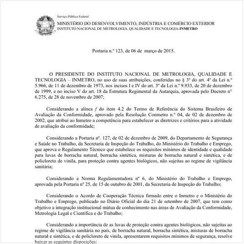 Portaria INMETRO/MDIC 123:2015 - Situação: Revogado