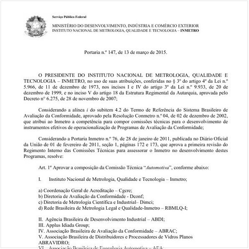 Portaria INMETRO/MDIC 147:2015 - Situação: Revogado