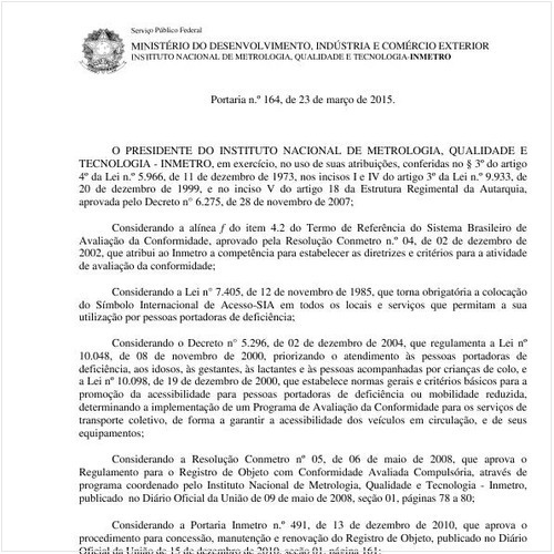 Portaria INMETRO/MDIC 164:2015 - Situação: Revogado
