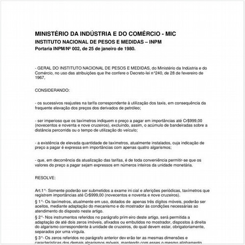 Portaria INPM/MIC 2:1980 - Situação: Revogado