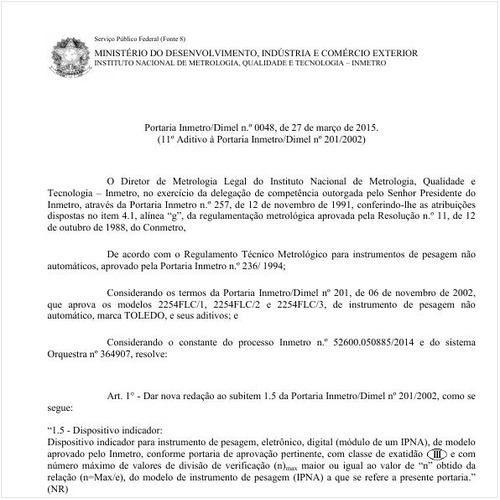 Portaria DIMEL/INMETRO 48:2015 - Situação: Revisto