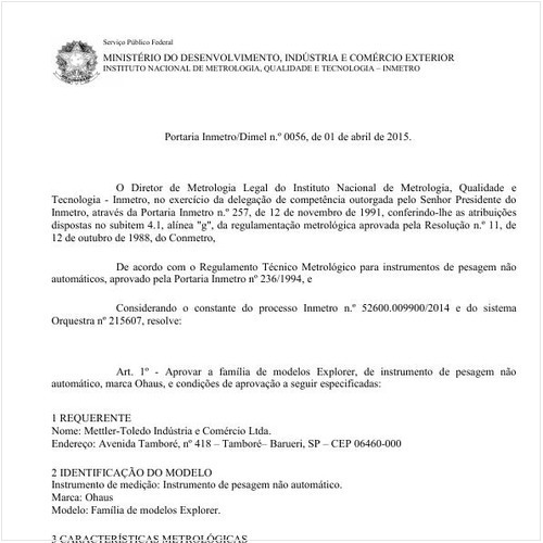 Portaria DIMEL/INMETRO 56:2015 - Situação: Em vigor