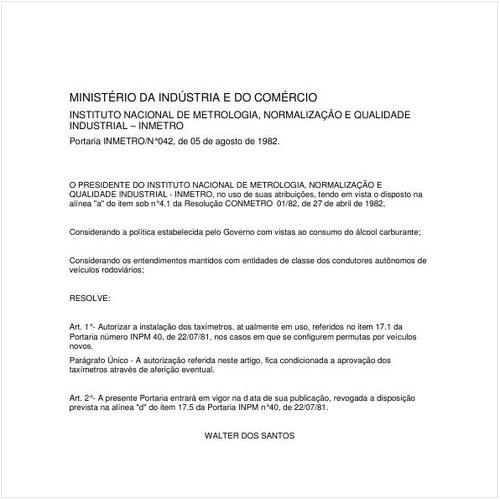 Portaria INPM/MIC 42:1982 - Situação: Revogado