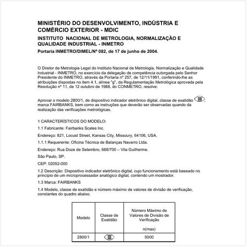 Portaria DIMEL/INMETRO 82:2004 - Situação: Revisto