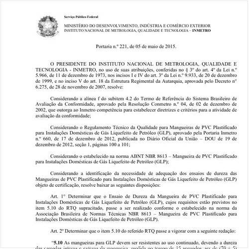 Portaria INMETRO/MDIC 221:2015 - Situação: Revogado