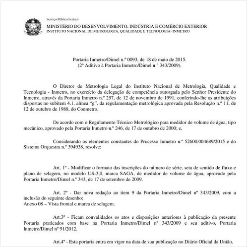 Portaria DIMEL/INMETRO 93:2015 - Situação: Revisto