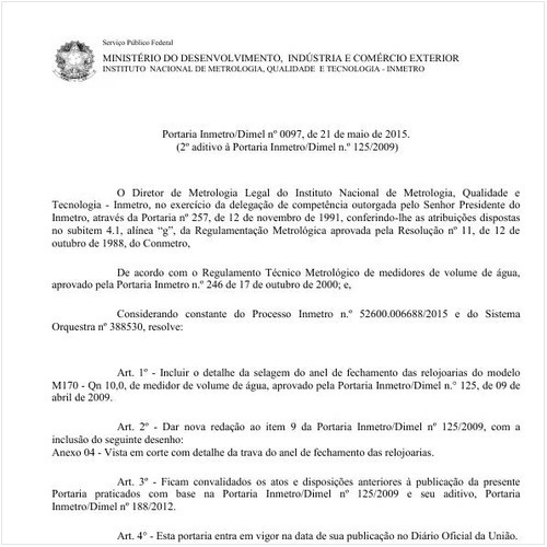 Portaria DIMEL/INMETRO 97:2015 - Situação: Em vigor