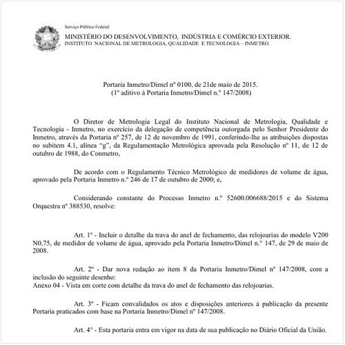 Portaria DIMEL/INMETRO 100:2015 - Situação: Em vigor