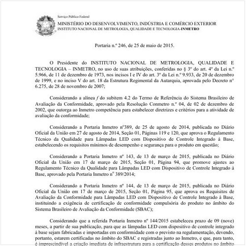 Portaria INMETRO/MDIC 246:2015 - Situação: Revogado
